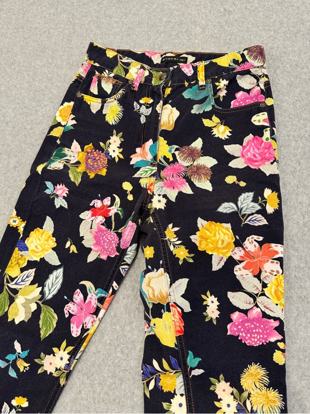 Etro Black Skinny Jeans with Multicolor Floral Pattern - Picture 2 of 8